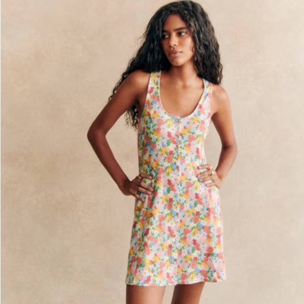 Sezane Leo Floral Mini Dress in Pastel Flowers XS